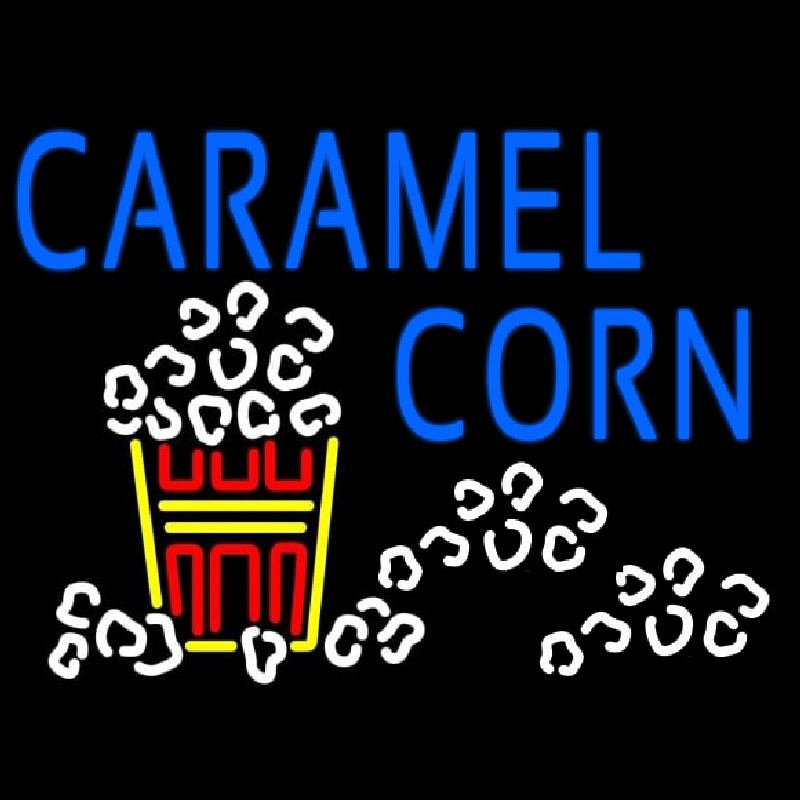 Blue Caramel Corn With Logo Neon Skilt