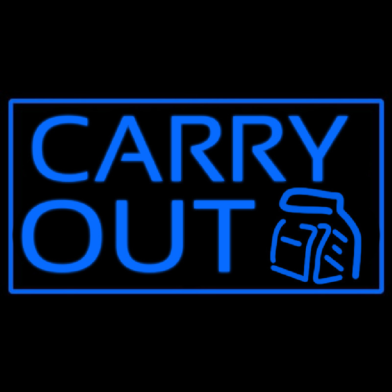 Blue Carry Out Neon Skilt
