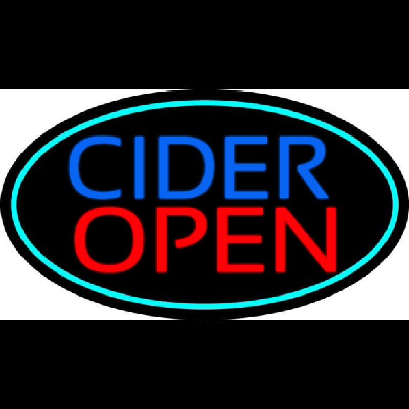 Blue Cider Open With Turquoise Oval Neon Skilt