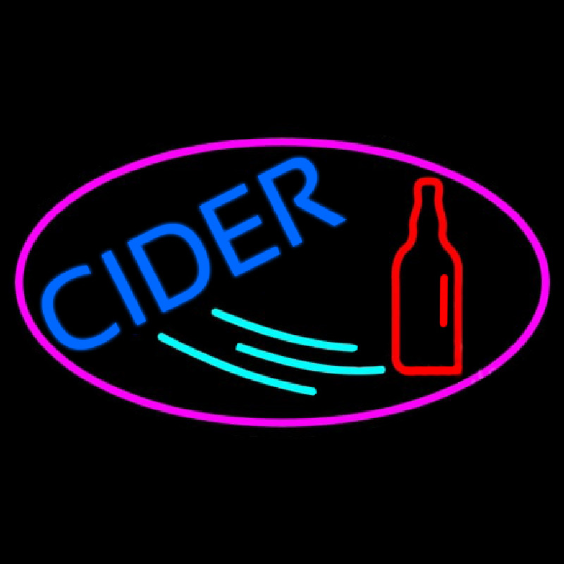 Blue Cider With Pink Oval Neon Skilt