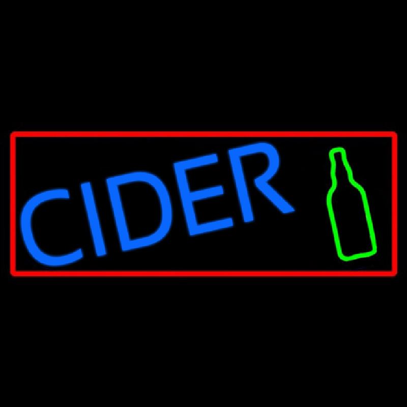 Blue Cider With Red Border Neon Skilt