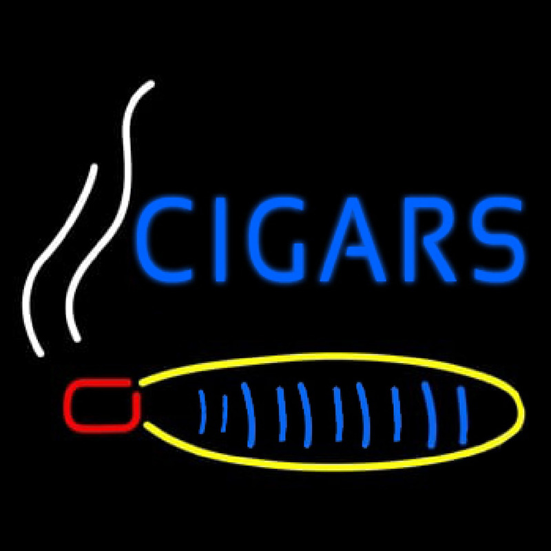 Blue Cigars With Logo Neon Skilt