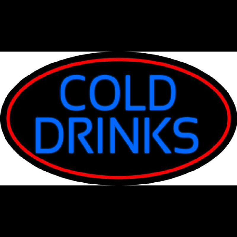 Blue Cold Drinks With Red Oval Neon Skilt