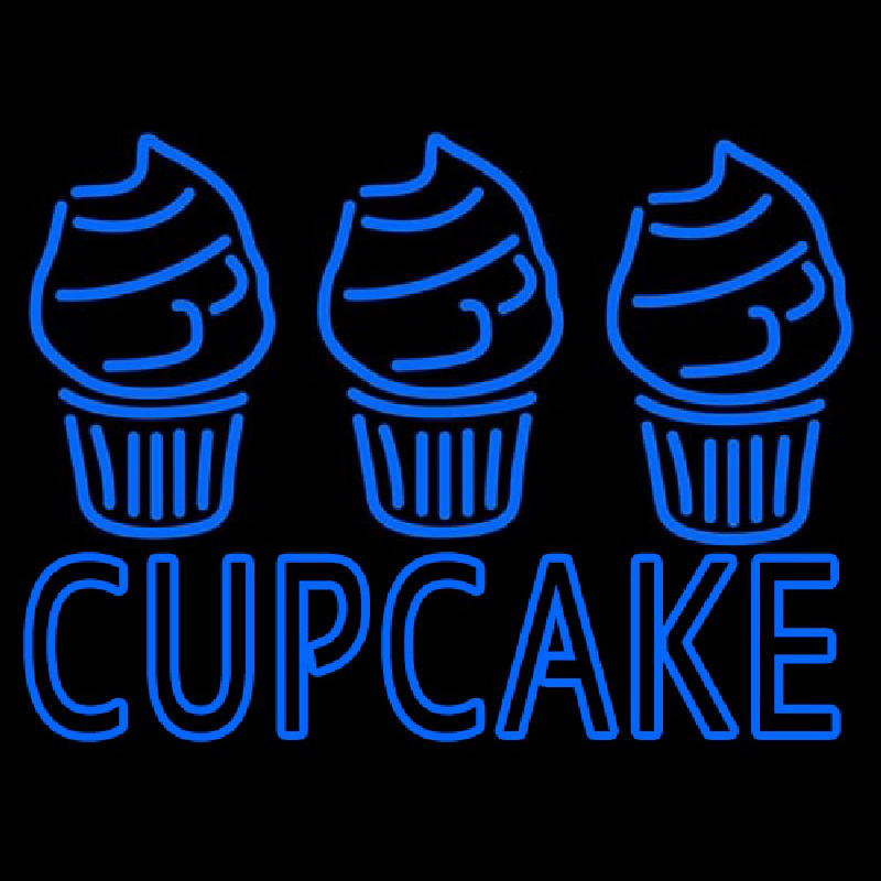 Blue Cupcake With Cupcake Neon Skilt
