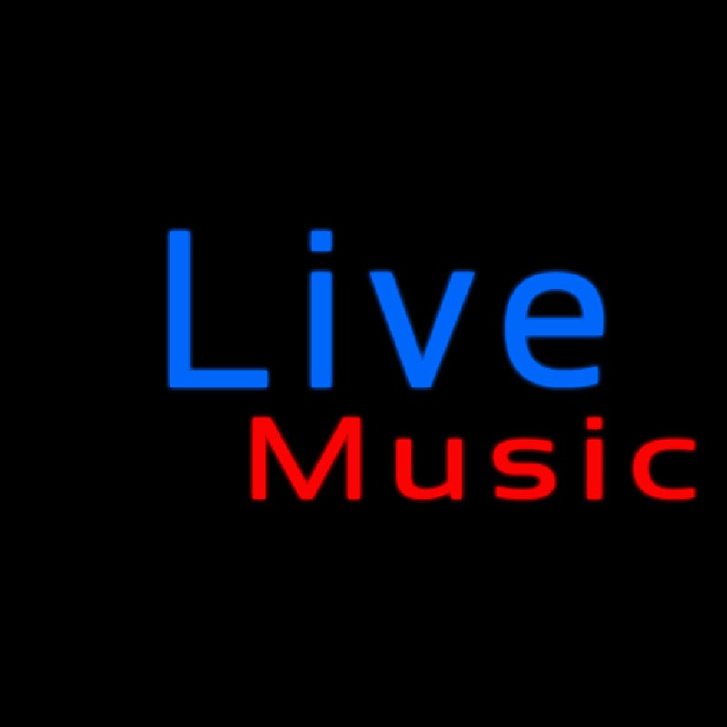 Blue Cursive Live Music Neon Skilt