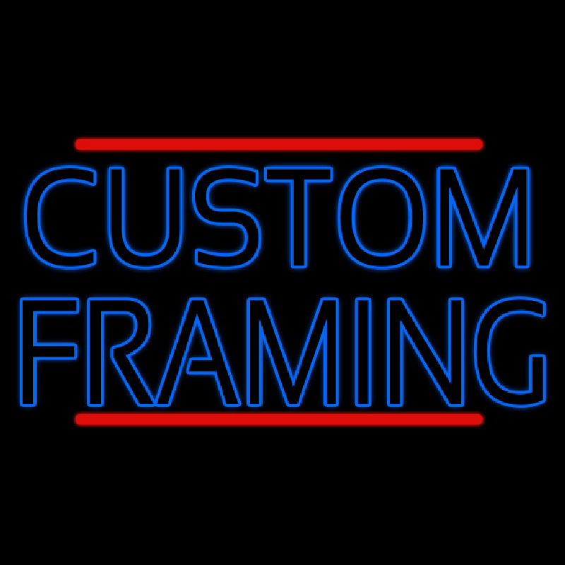 Blue Custom Framing With Lines Neon Skilt