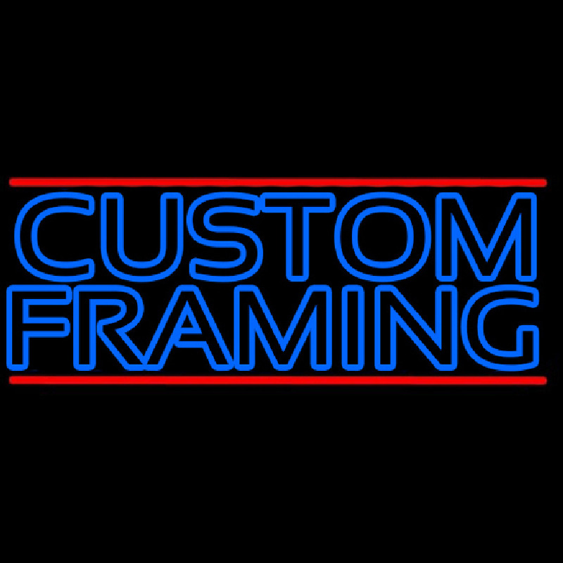 Blue Custom Framing With Red Lines Neon Skilt