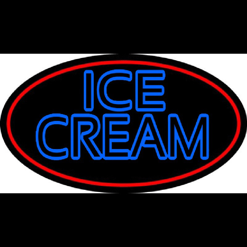 Blue Double Stroke Ice Cream With Red Oval Neon Skilt