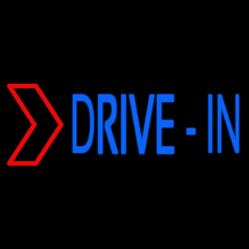 Blue Drive In Red Arrow Neon Skilt