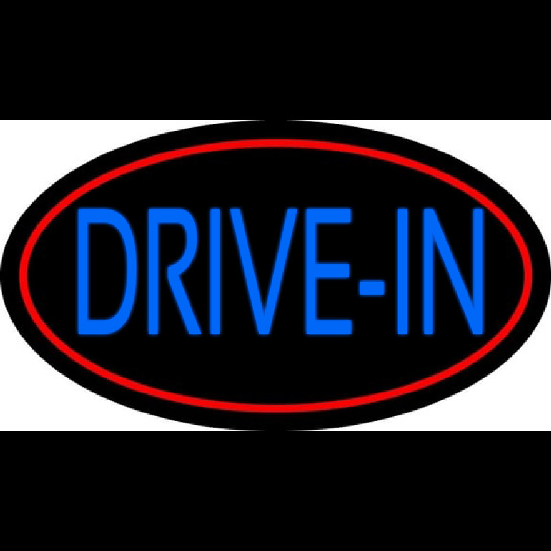 Blue Drive In With Red Border Neon Skilt
