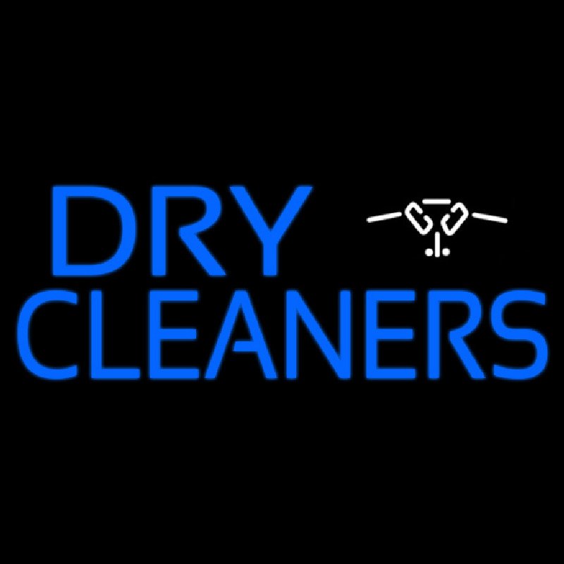Blue Dry Cleaners Logo Neon Skilt