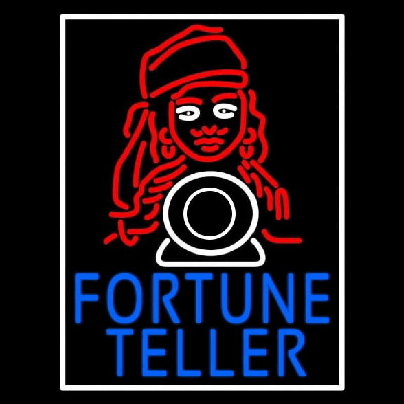 Blue Fortune Teller With Logo Neon Skilt