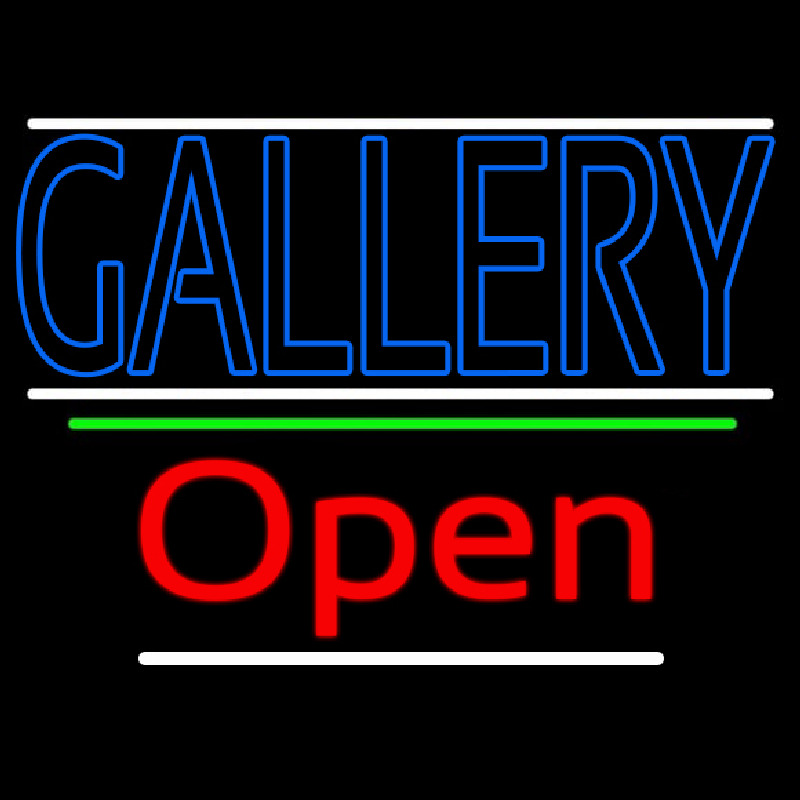 Blue Gallery With White Line With Open 3 Neon Skilt