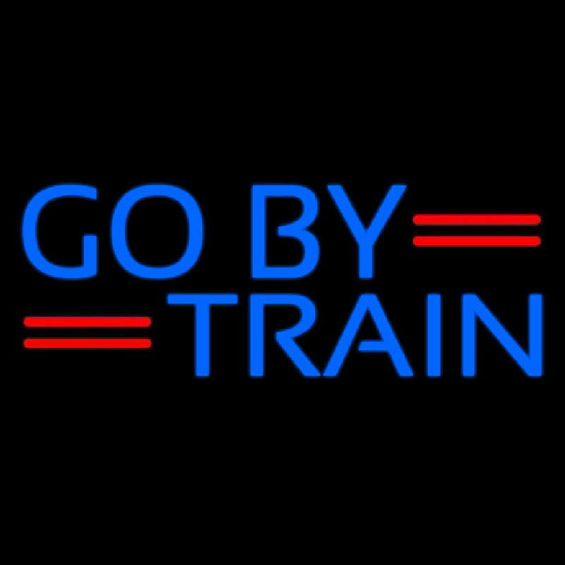 Blue Go By Train Neon Skilt