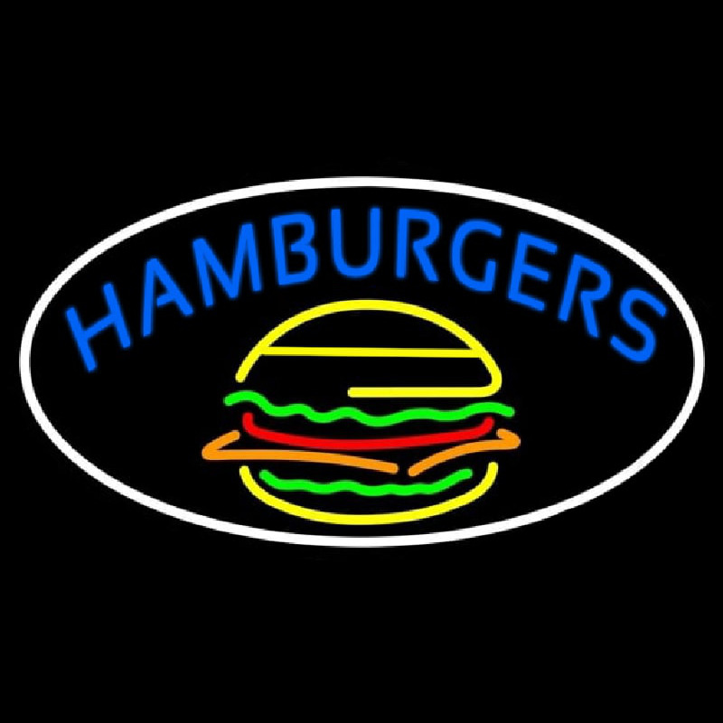 Blue Hamburgers Oval Neon Skilt