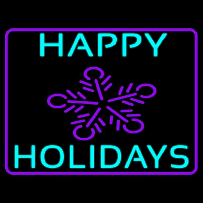 Blue Happy Holidays Neon Skilt