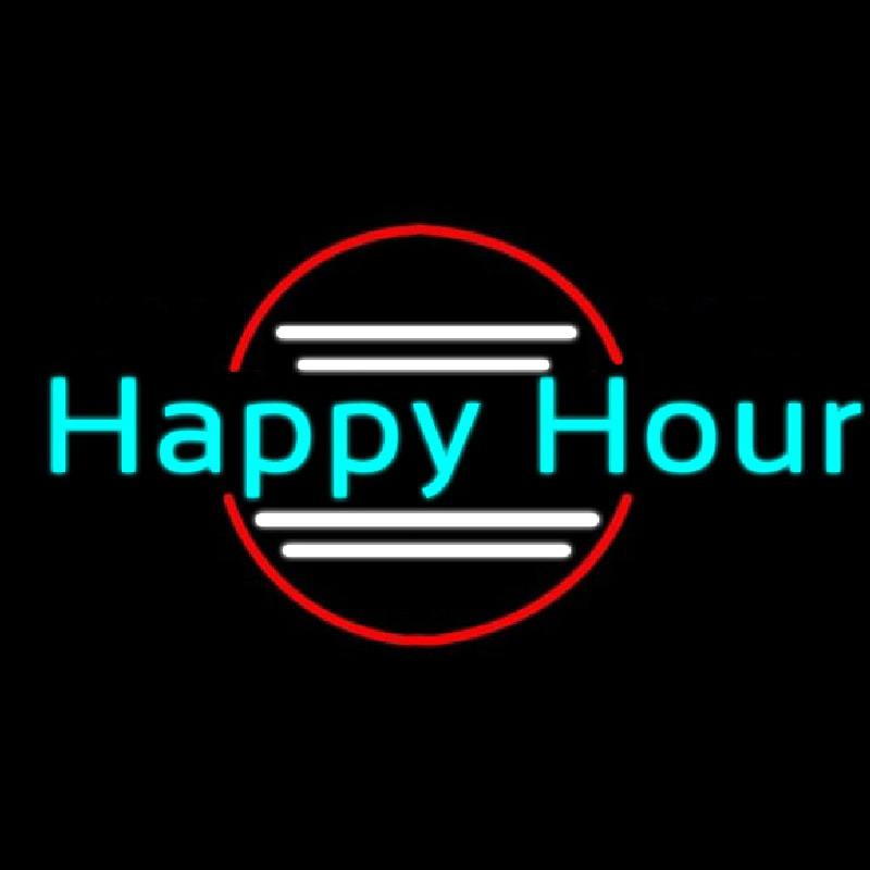 Blue Happy Hour Neon Skilt