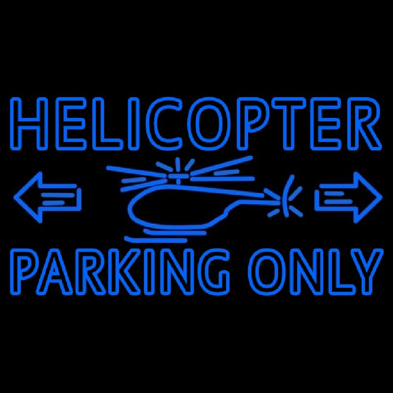 Blue Helicopter Parking Only Neon Skilt