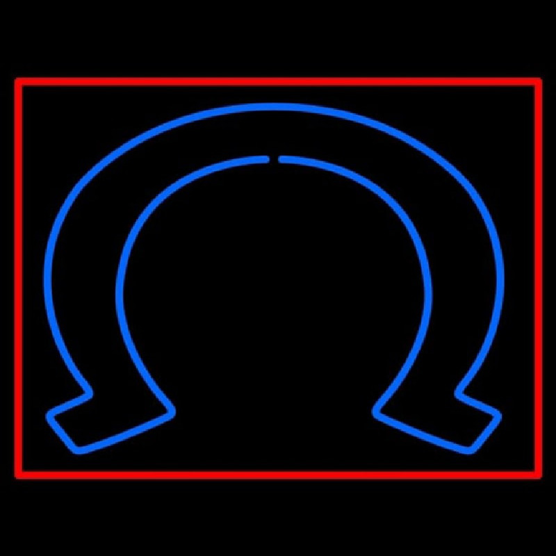 Blue Horseshoe With Border Neon Skilt