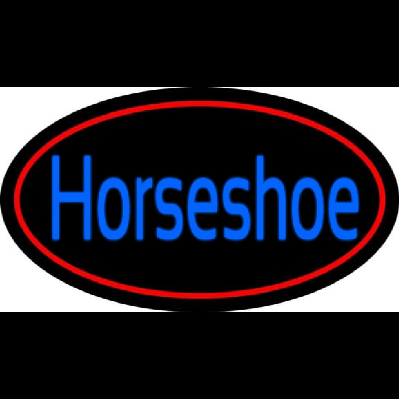 Blue Horseshoe With Red Border Neon Skilt