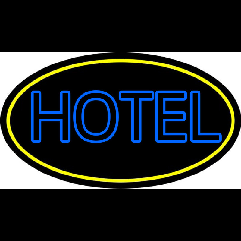 Blue Hotel With Yellow Border Neon Skilt