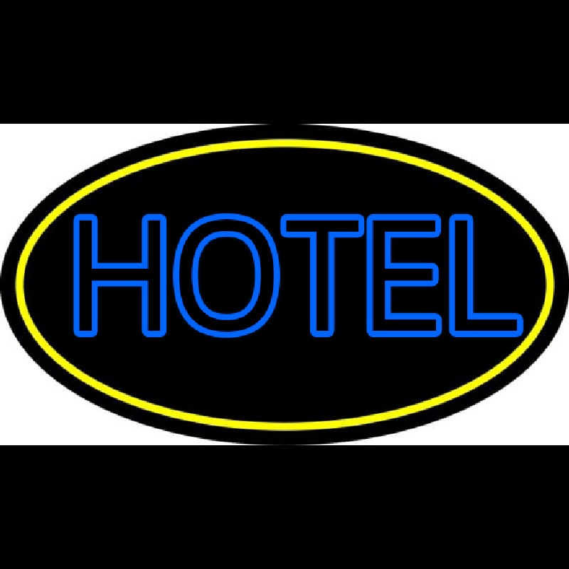 Blue Hotel With Yellow Border Neon Skilt