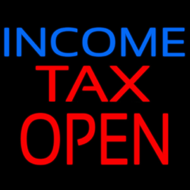 Blue Income Red Ta  Open Neon Skilt