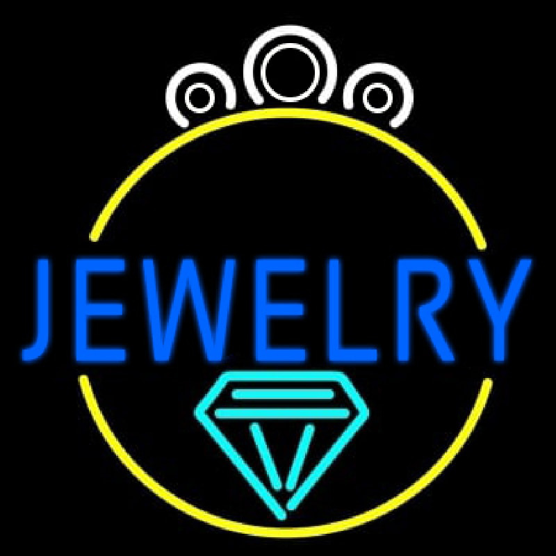 Blue Jewelry Center Ring Logo Neon Skilt