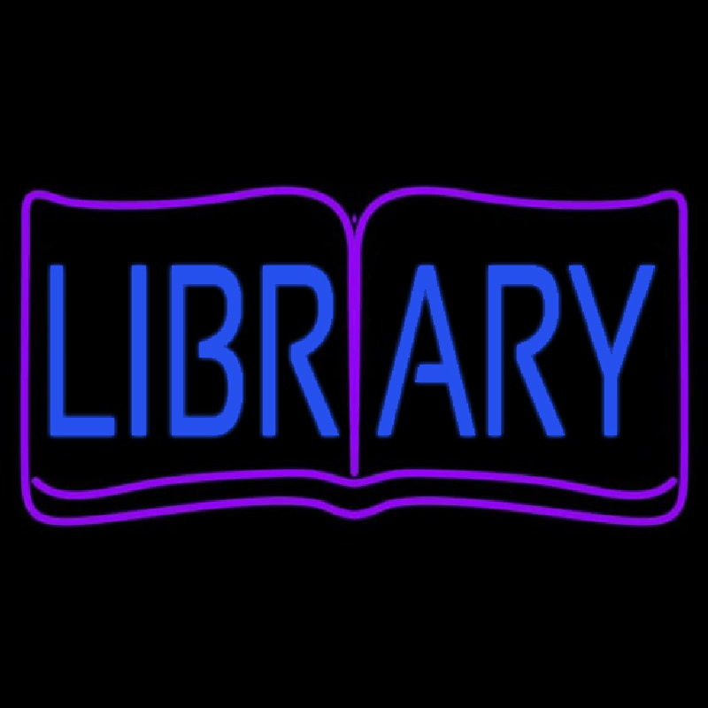 Blue Library Neon Skilt