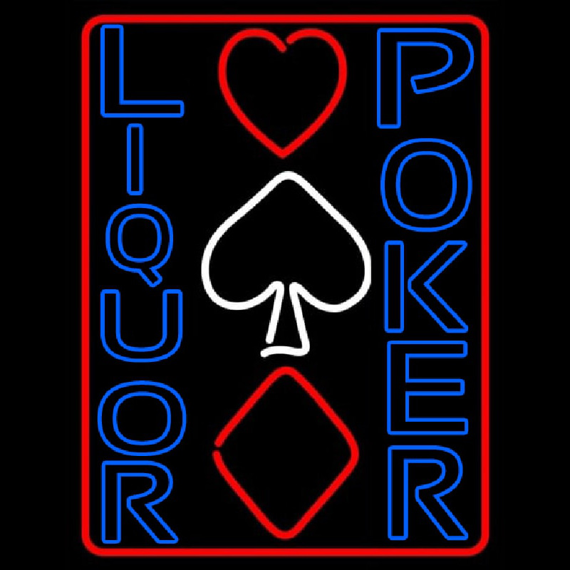 Blue Liquor Poker Neon Skilt