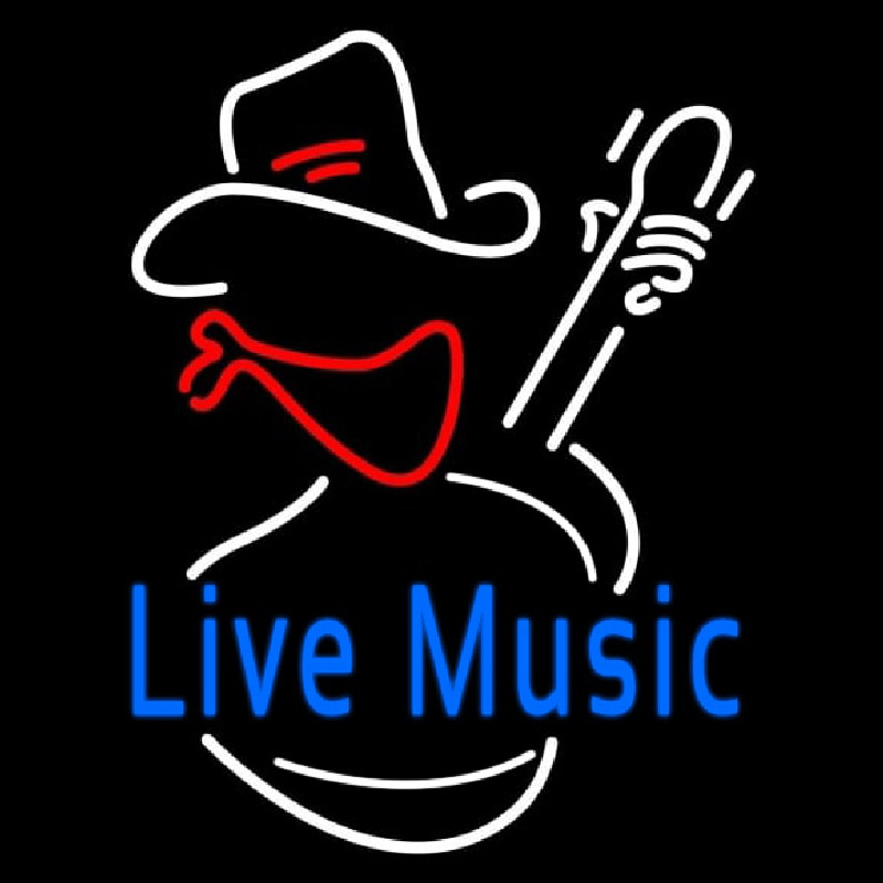 Blue Live Music Block 1 Neon Skilt