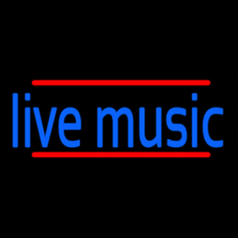 Blue Live Music Red Line Neon Skilt