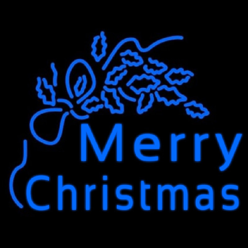 Blue Merry Christmas Neon Skilt