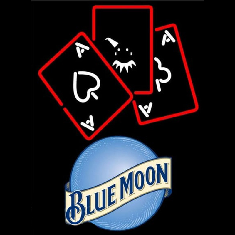 Blue Moon Ace And Poker Beer Sign Neon Skilt