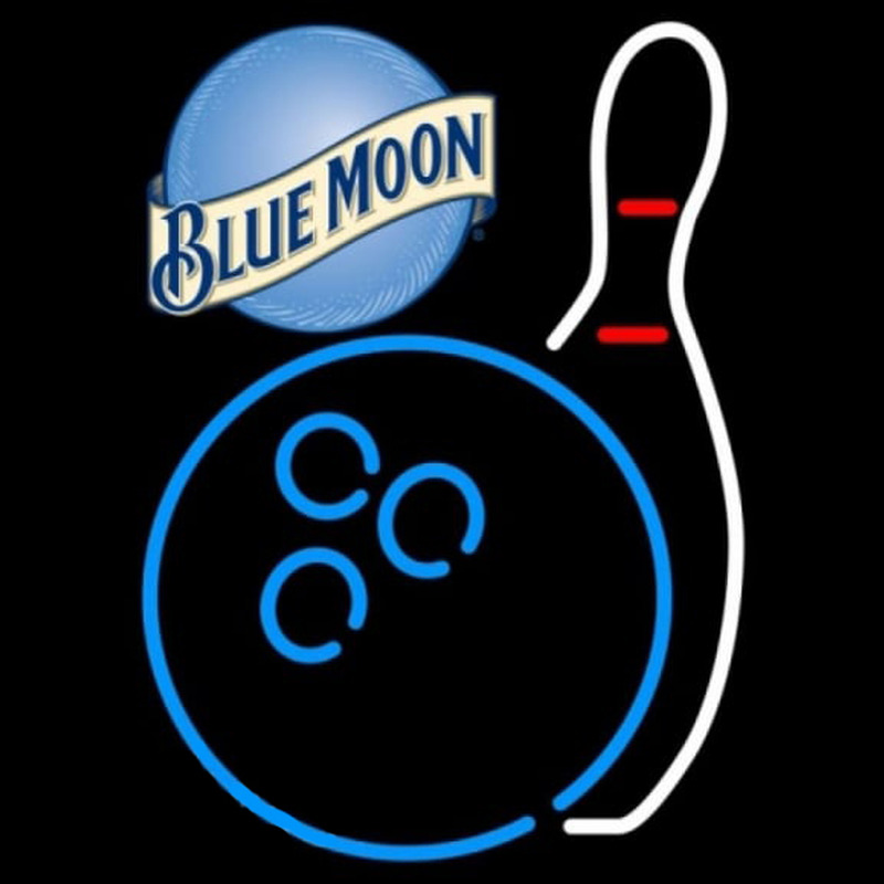Blue Moon Bowling Blue White Beer Sign Neon Skilt