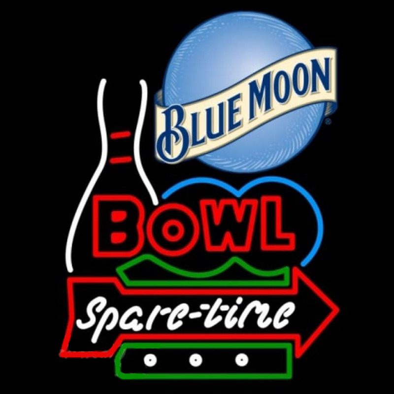 Blue Moon Bowling Spare Time Beer Sign Neon Skilt