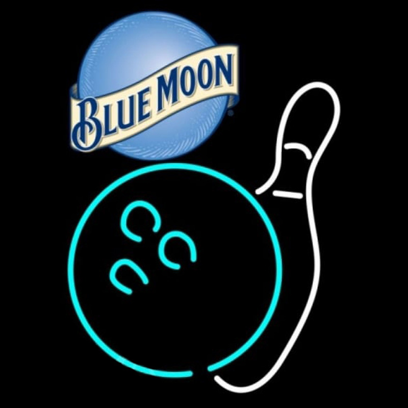Blue Moon Bowling White Beer Sign Neon Skilt