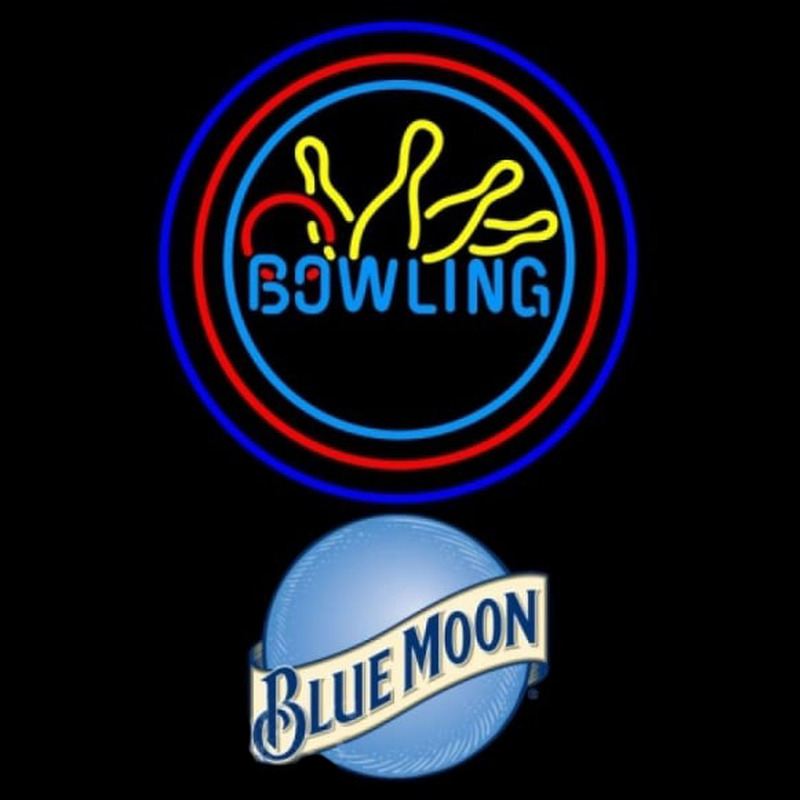 Blue Moon Bowling Yellow Blue Beer Sign Neon Skilt