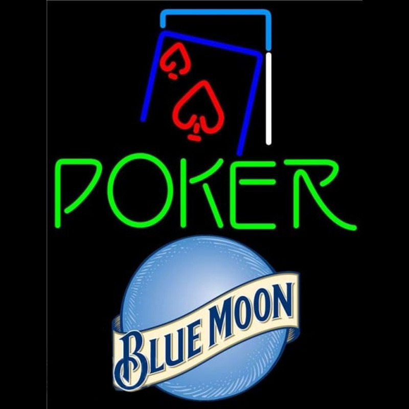 Blue Moon Green Poker Red Heart Beer Sign Neon Skilt