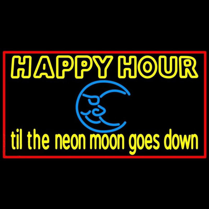 Blue Moon Happy Hour Till Beer Sign Neon Skilt