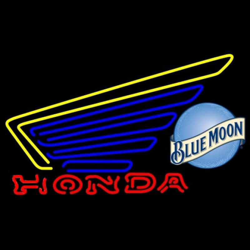Blue Moon Honda Motorcycles Gold Wing Beer Sign Neon Skilt