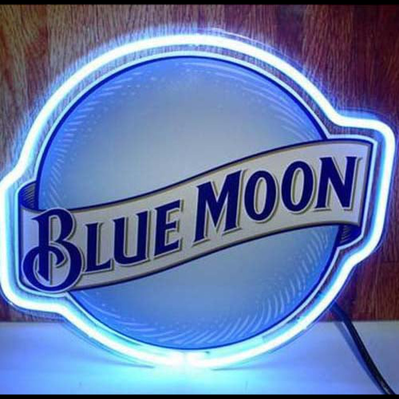 Blue Moon Øl Bar Åben Neon Skilt