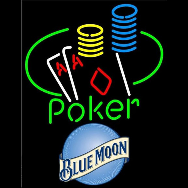 Blue Moon Poker Ace Coin Table Beer Sign Neon Skilt