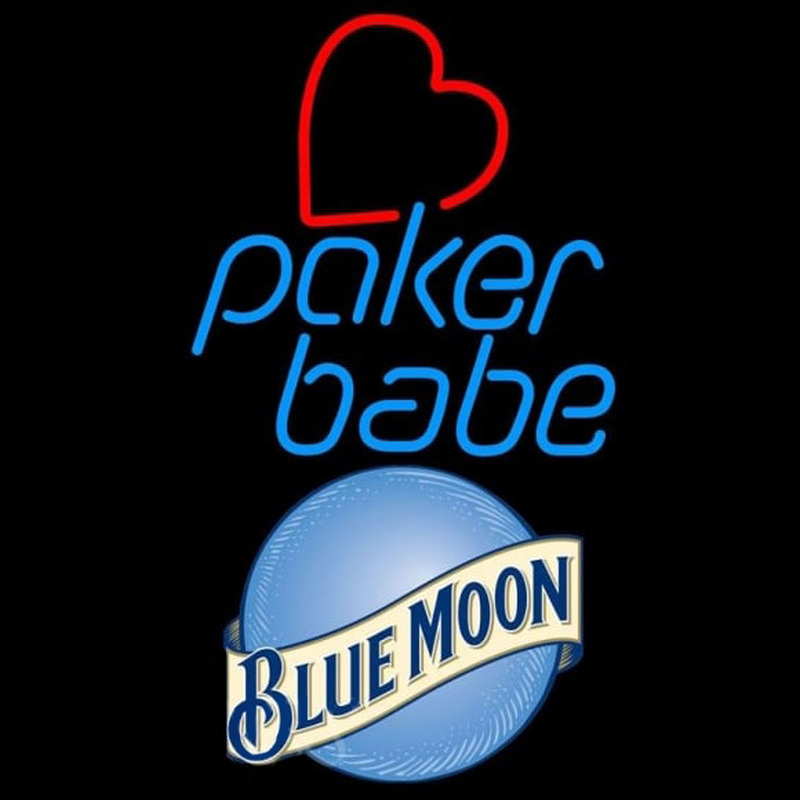 Blue Moon Poker Girl Heart Babe Beer Sign Neon Skilt