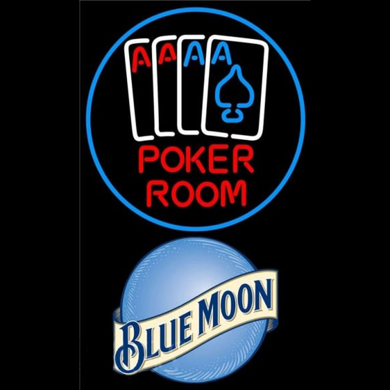 Blue Moon Poker Room Beer Sign Neon Skilt