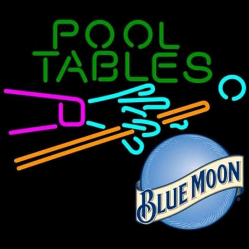 Blue Moon Pool Tables Billiards Beer Neon Skilt
