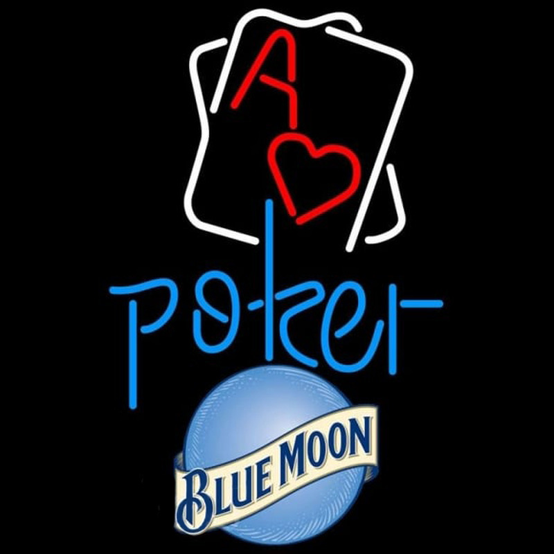 Blue Moon Rectangular Black Hear Ace Beer Sign Neon Skilt