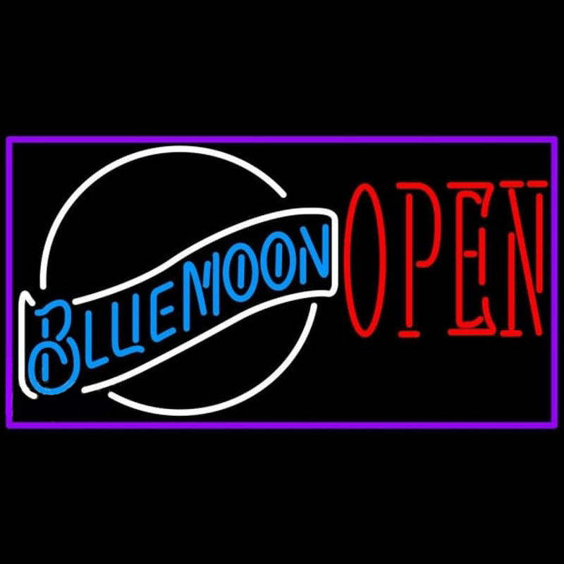 Blue Moon White Open Beer Sign Neon Skilt