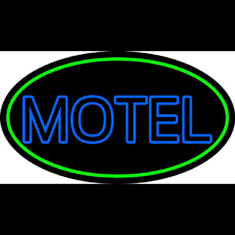 Blue Motel Double Stroke And Green Border Neon Skilt