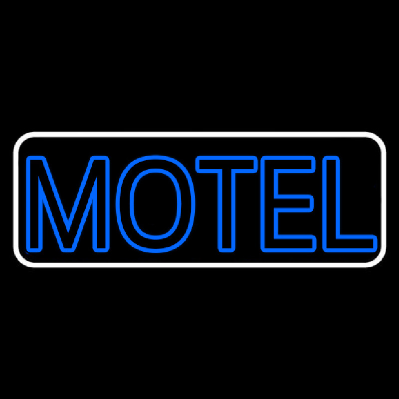 Blue Motel Double Stroke With White Border Neon Skilt